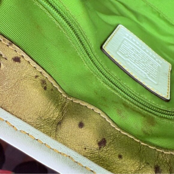 Vintage rare Coach Straw ladybug leaf tote bag purse rhinestone handbag summer - Picture 16 of 16